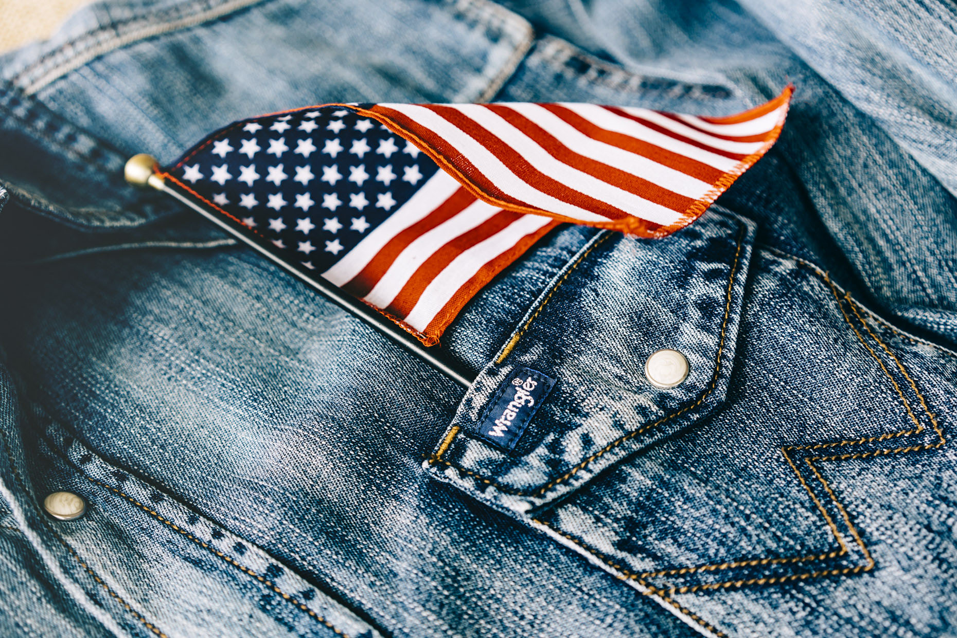 American Flag in pocket of woman