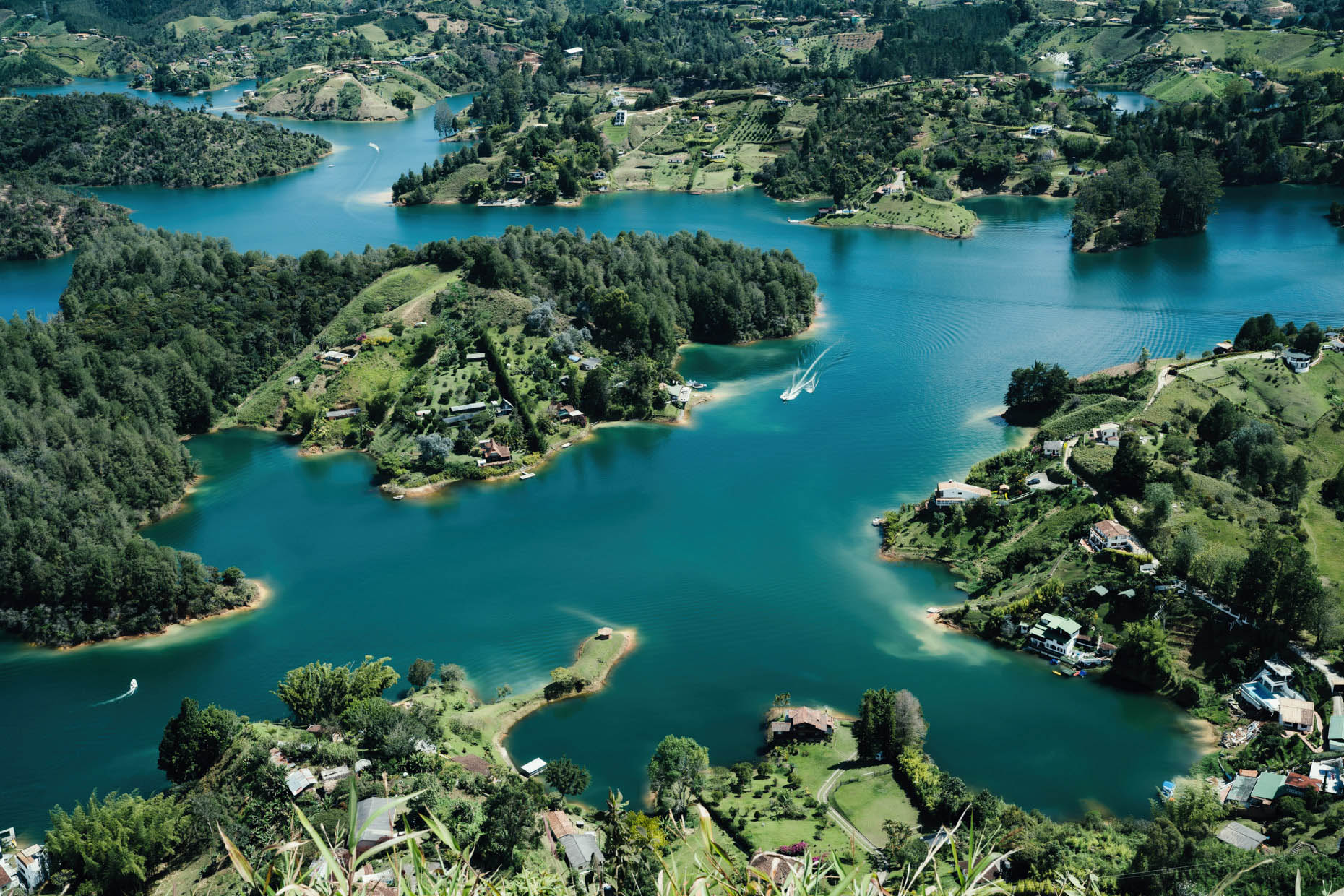 Antioquia Colombia mountain lake region from above