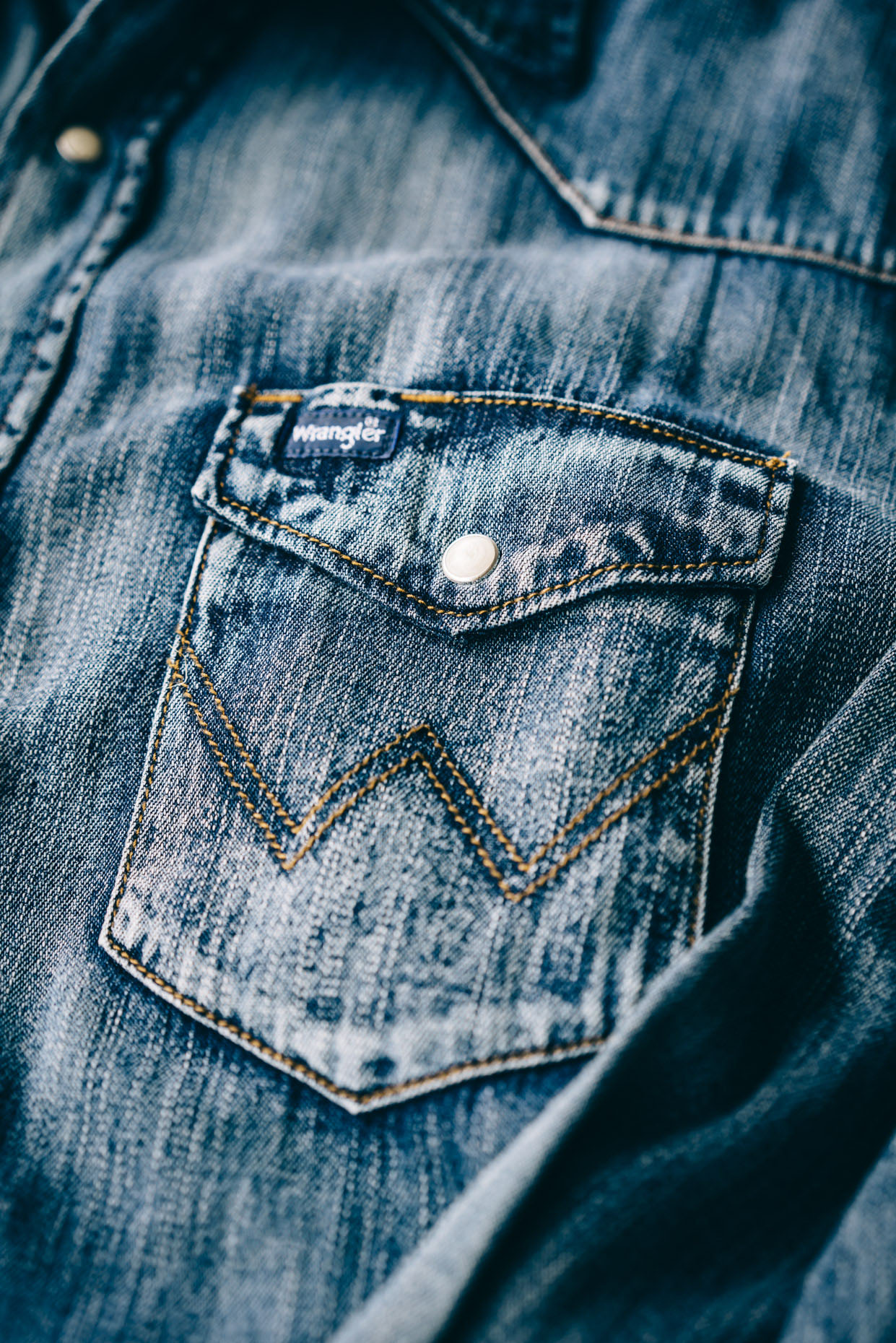 Close up of Wrangler Denim Shirt
