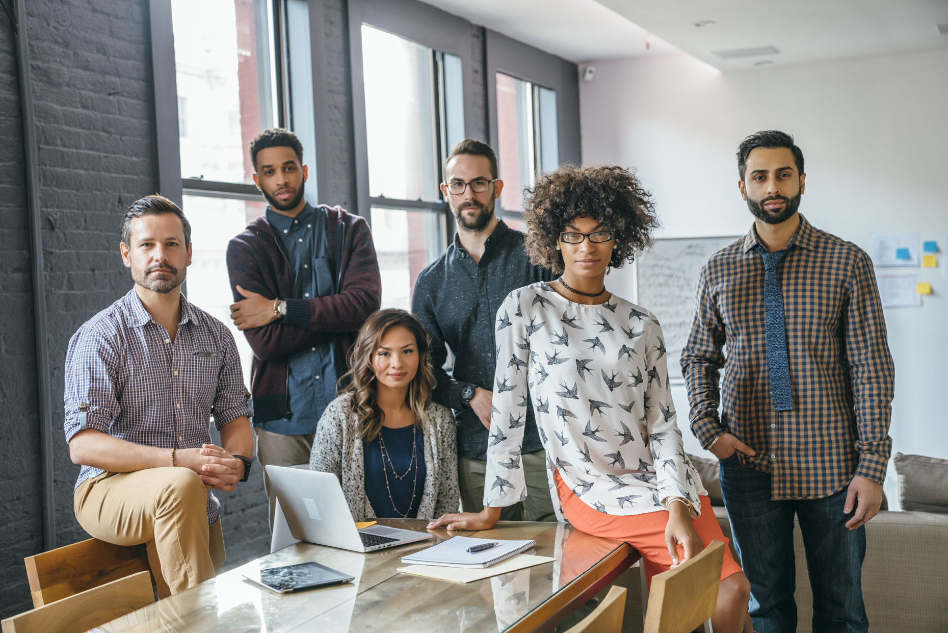 Diverse group of millennial coworkers in office