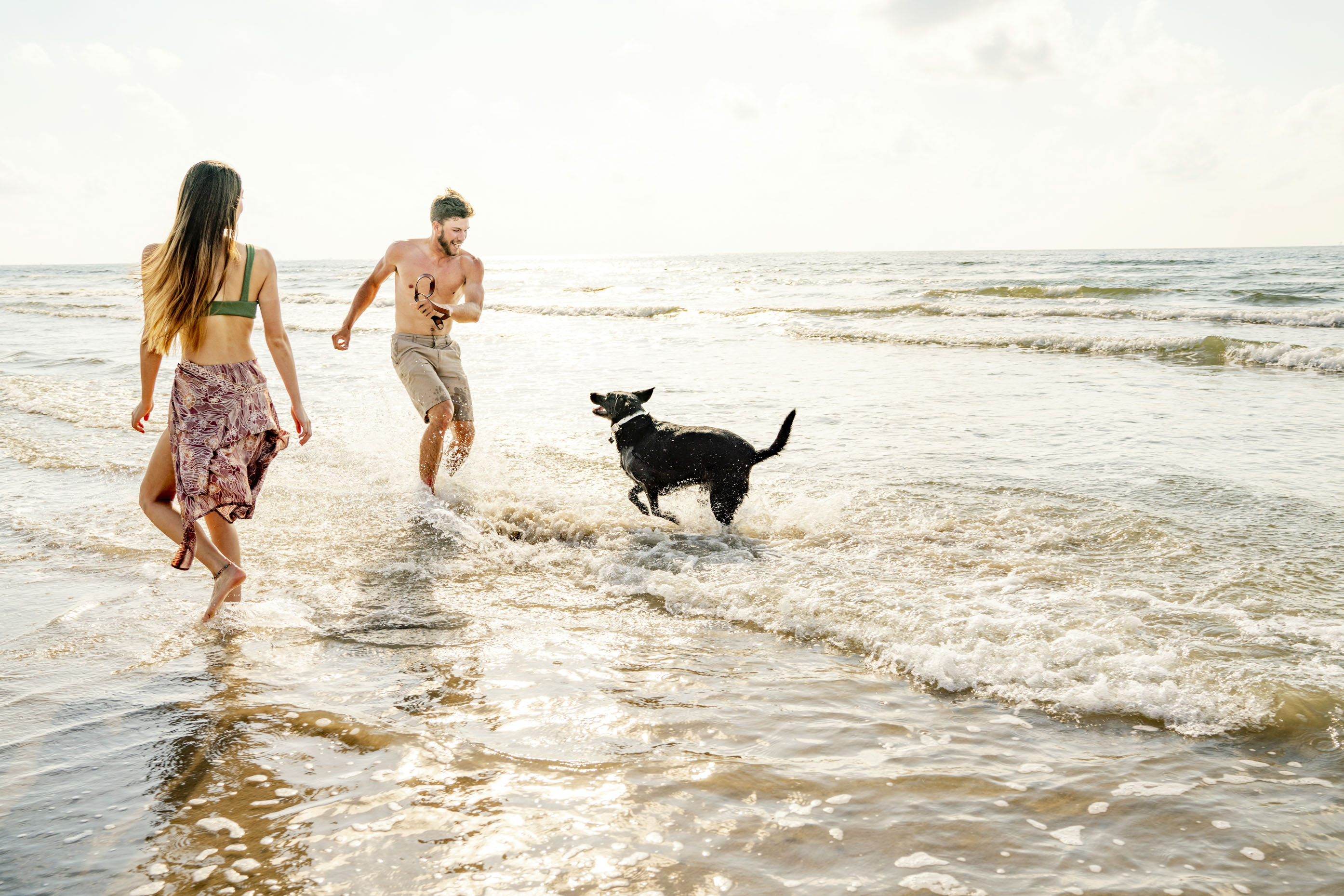 Palmilla-Beach-Resort-Couple-playing-with-dog-in-ocean-Inti-St-Clair